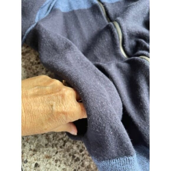 Calvin Klein Men's XXL Hoodie Zip-Up Sweater Merino Wool & Acrylic Blue & Black‎ - Picture 10 of 16